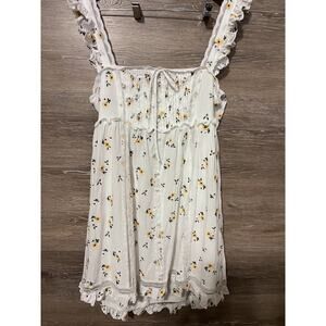 Altar'd State Babydoll Sz M Dress White Floral Embroidery Open Back Cottagecore